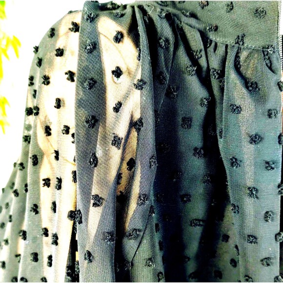 Dress Size S Black Sheer Chiffon Dotted Swiss Cute Goth Victorian Castle Regency - Picture 1 of 12